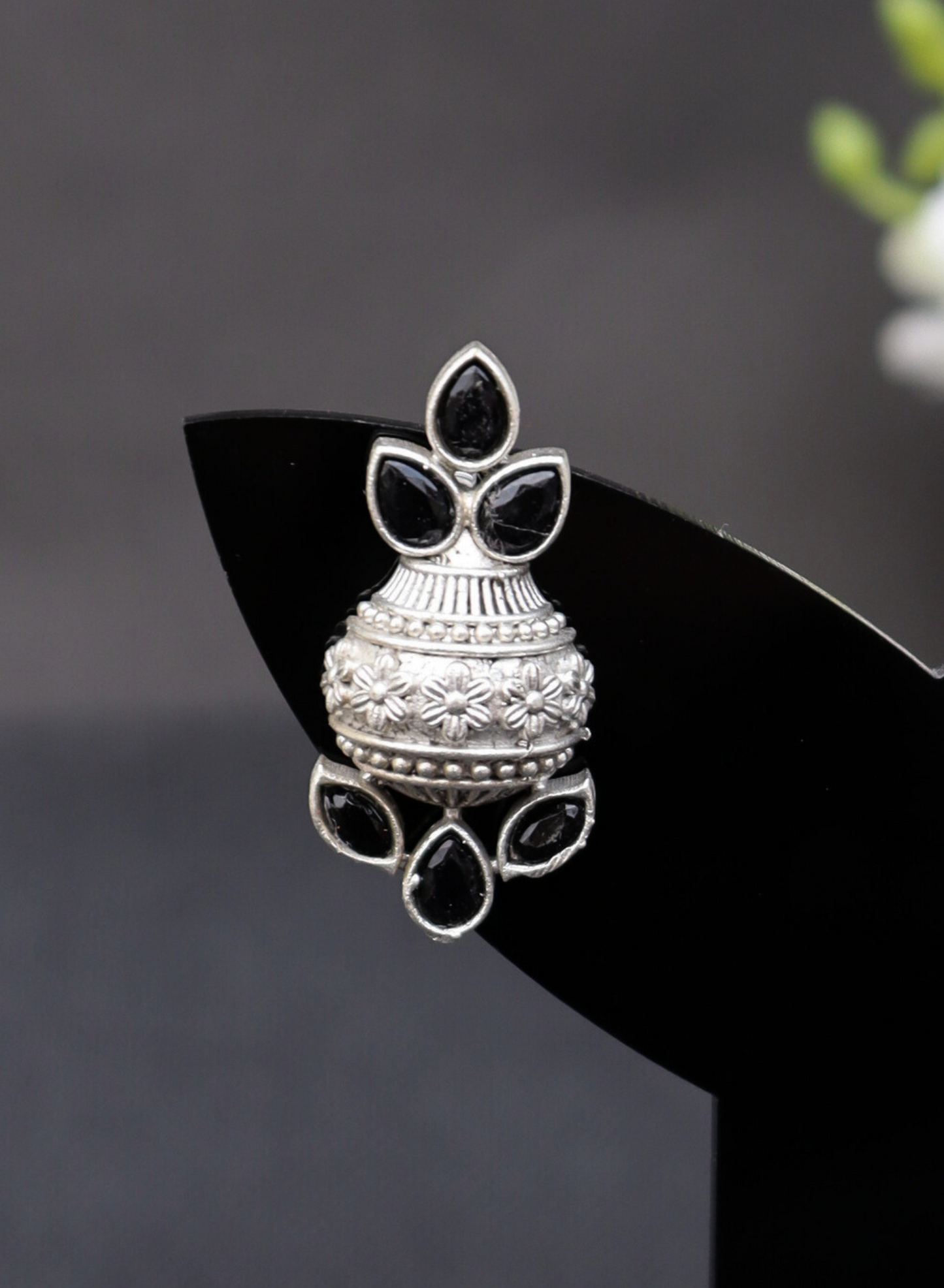 Kalash Shaped Monalisa Stones Stud Earrings