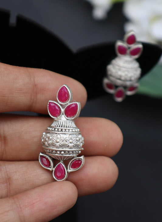 Kalash Shaped Monalisa Stones Stud Earrings
