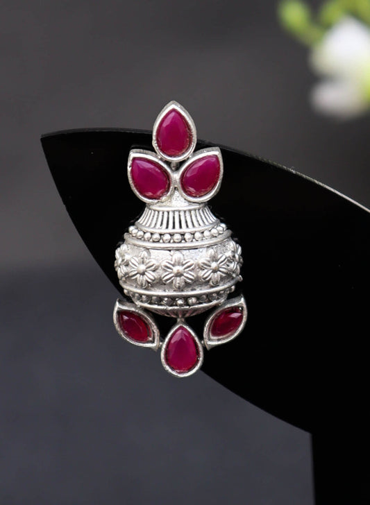 Kalash Shaped Monalisa Stones Stud Earrings