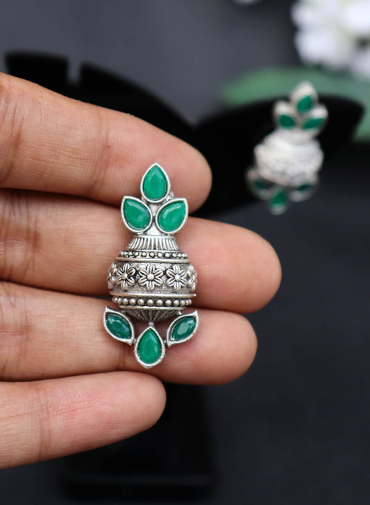 Kalash Shaped Monalisa Stones Stud Earrings