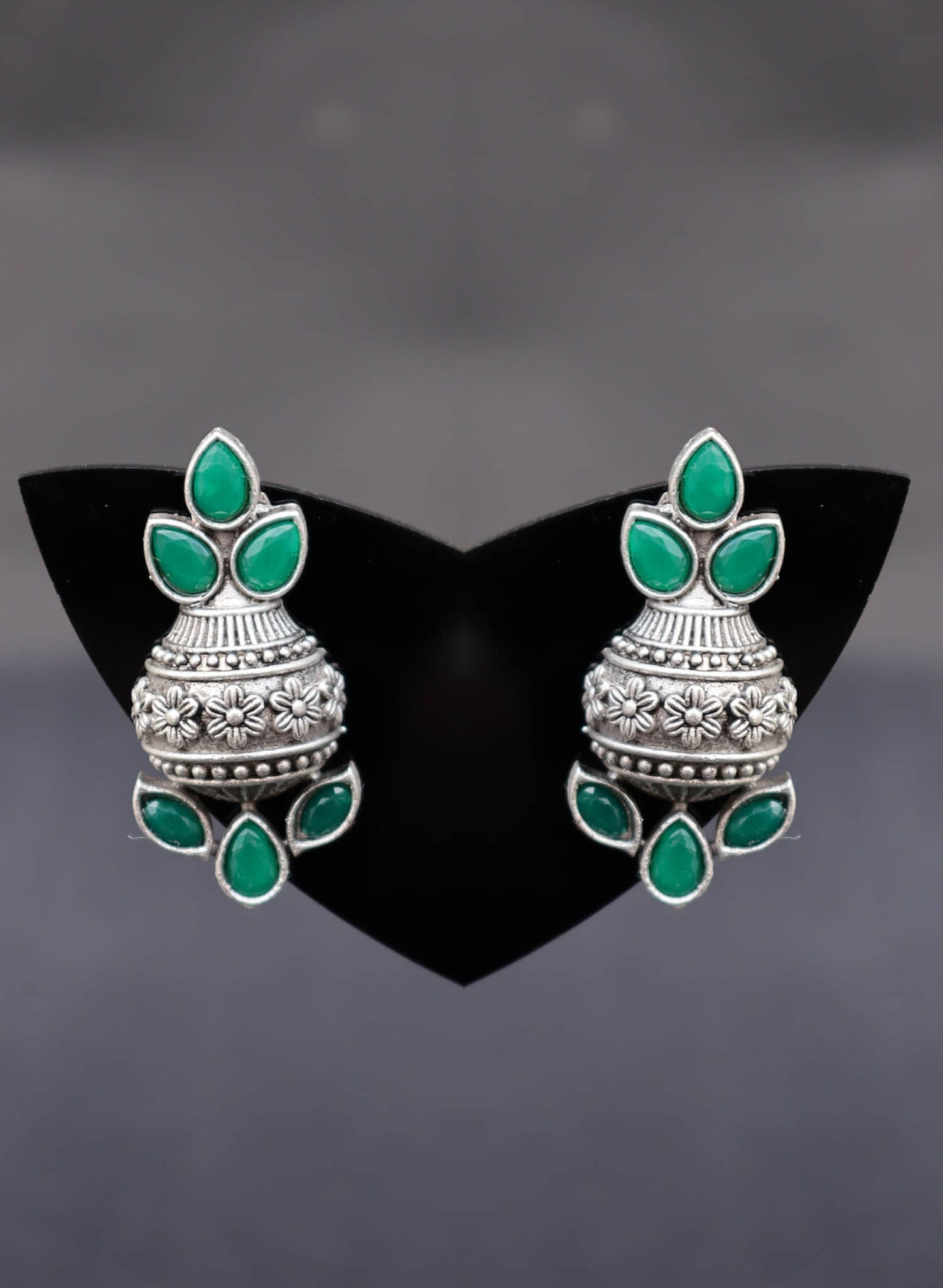 Kalash Shaped Monalisa Stones Stud Earrings