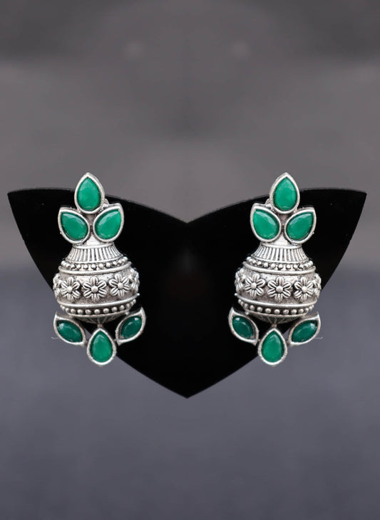 Kalash Shaped Monalisa Stones Stud Earrings
